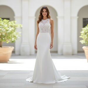 New Wedding Gown White Satin size 8